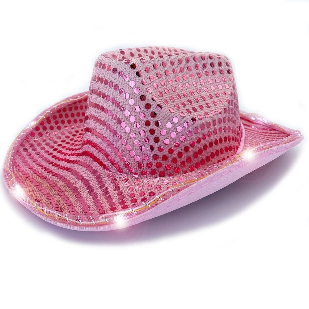 7951 LED Light-up Cowboy Hat Pink, Medium - Stylish Western Themed Party